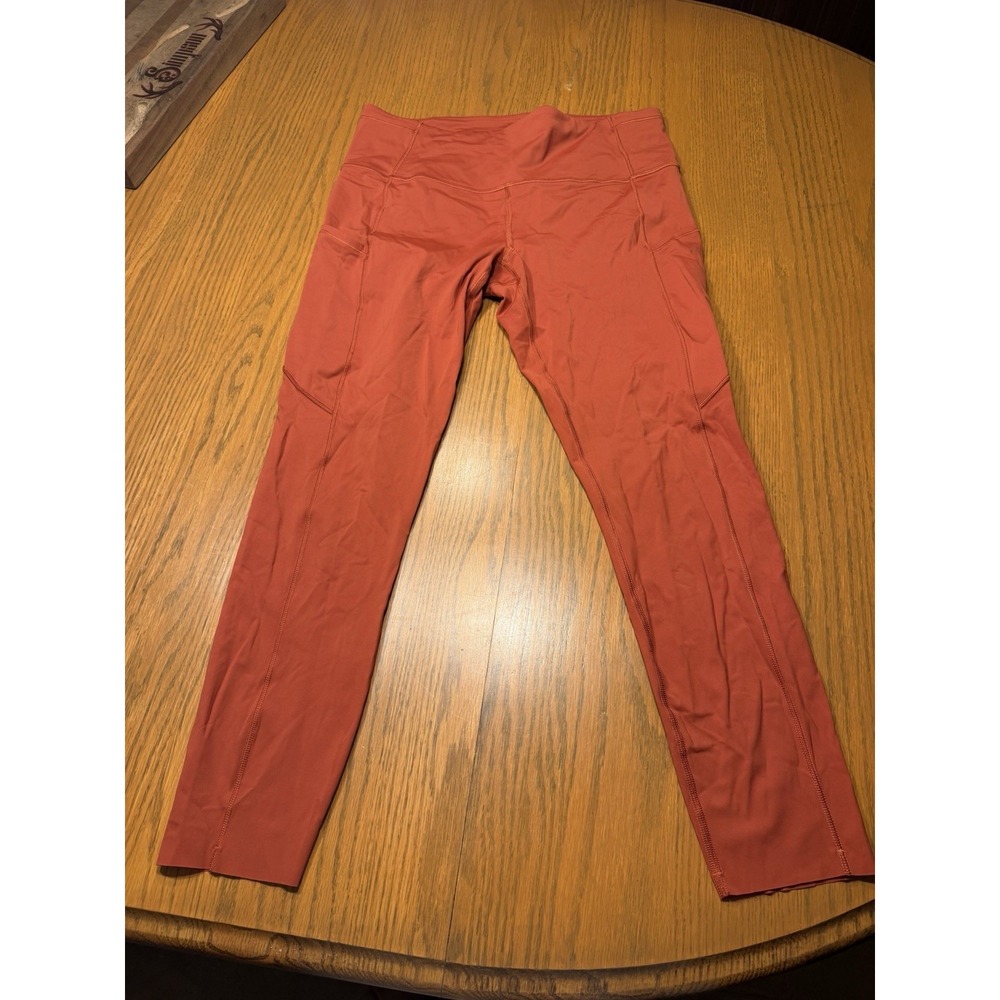 Women's Size 10 Lululemon Drawstring Leggings 24 In Long Orange